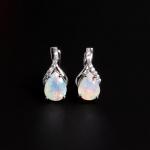 925 Sterling silver classic earrings with natural ethiopia opal fine jewelry for women girls daily wear gift M h&otilde;be