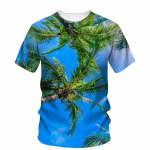 Moodne Sun Beach Boy T-s&auml;rk 3D Prindiga kookosp&auml;hklipuu s&auml;rk Suvine Baggy Oversized Hip Hop Kvaliteetne mugav T-s&auml;rk M