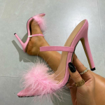 Liyke Design Roosa kohev Sulg K&otilde;rged kontsad Sussid Naiste Mood Peep Toe Suvesandaalid Naiste Muulad Slaidid Pumbad Kingad 38 roosa