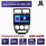 Android 2 Din Auto Multimeediapleier Jeep Compass MK 2007-2010 jaoks Peaseade Stereo Carplay GPS Navigatsioon BT WIFI 4+64GB 2+32GB blue