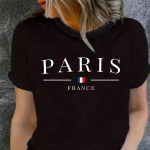 Mood Naiste Word Paris Print T-s&auml;rk Naljakas vabaaja O-kaelusega l&uuml;hikeste varrukatega T-s&auml;rk Suvine naiste T-s&auml;rk XS valge