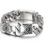 Raske roostevabast terasest meeste k&auml;ev&otilde;ru Homme 18 mm &auml;&auml;rekiviga kett Meeste k&auml;ev&otilde;rud meestele k&auml;ev&otilde;rud Totem Viking ehted 19.5CM h&otilde;be