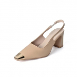 Metallist Varbavahet&uuml;kiga Sandaalid Naistele Madalad K&otilde;rged Kontsad Suvekingad Slingback Naine Ruudukujuline Nina Slip-on Patchwork Must Beež Sandalias 34 beež