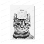 Moodsad loomade kasside plakatid Kodukaunistus Naljakad vannitoal&otilde;uendiprindid Armsad mustad kassid Kunst Maalimine Seinapildid Tualettruumi sisustus 21x30cm No Framed valge