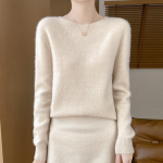 Naiste &uuml;mara kaelusega kampsun Qinghe ka&scaron;miir 30% ka&scaron;miir 70% vill naiste s&uuml;gistalvine ka&scaron;miir pullover pehme ja soe XL beež