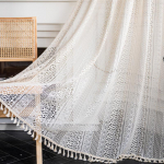 Boho puuvillane linane tutiga aknakardinad varrastega tasku, poolpimendav kantristiilis aknahooldus elutuppa hook type-150*260cm
