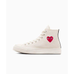 Comme des Gar&ccedil;ons PLAY x Converse Chuck 70 High &Uuml;ksik S&uuml;da - Piim Unisex Tossud Kreemjas Punane Must A08800C 44 white