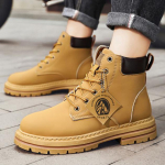 Talvised s&uuml;gissaapad Meeste s&otilde;jalised matkasaapad &otilde;ues mugavad kollased klassikalise disainiga k&otilde;rged meeste vabaajajalatsid 45 kollane