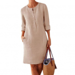 S&uuml;giskevadised varrukad plaaster &uuml;hev&auml;rvilised &uuml;mmargused kaelusn&ouml;&ouml;bid, avarad pikad naistekleidid tasku p&otilde;lvedeni XL tumesinine v&auml;rv