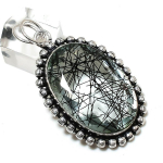 Black Rutile Gemstone Handmade 925 Sterling Silver Jewelry Pendant 2.29 h4a95