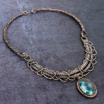 Natural Blue Topaz Gemstone Handmade Copper Wire Wrap Jewelry Necklace 18 d7w42