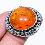 Natural Baltic Amber Gemstone Handmade 925 Sterling Silver Ring Size 8 d8d21