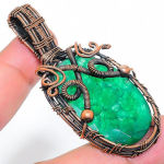 Emerald Natural Gemstone Handmade Copper Wire Wrap Pendant 2.60 t7d51