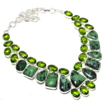 Ruby Zosite, Peridot Lab-Created 925 Sterling Silver Jewelry Necklace 18 i9k44