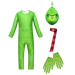 1 komplekt lastele Halloweeni kombinesoon Roheline karvane looma kost&uuml;&uuml;m sisaldab maskikindaid salli komplekti fotorekvisiite esinemisriided 130 cm