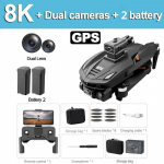 2024. aasta uus V168 droon 8K 5G GPS/Optical Flow professionaalne HD-aerofotograafia kahe kaameraga omnisuunaline takistuste v&auml;ltimise droon originaal m&auml;nguasja kingitus 8K GPS 2 battery must