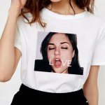 Retro vabaajamood naiste multikas T-s&auml;rk l&uuml;hikeste varrukatega suure suurusega multifilm Harajuku David Summer Lo L valge