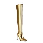 Krazing Pot PU s&uuml;gistalvised kingad Stiletto k&otilde;rged kontsad supersuuruses seksikad stovepipe saapad, terava ninaga saapad hoiavad soojas libisemine &uuml;le p&otilde;lve saapadel 45