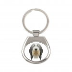 Bearded Collie, Highland Collie, Mountain Collie - geometric keychain with a photo and the inscription Art-Dog