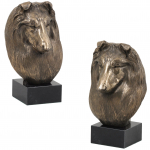 Scottish Sheepdog - Dog statue, bust on stone base, sculpture, trophy for dog show by Art-Dog brand