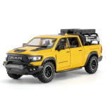 1/32 Dodge RAM 1000 TRX Mammoth Pikap Sulamist Auto Mudel Heli ja Valgusega T&otilde;mmatav Tagasi Laste M&auml;nguasi Kollektsioneeritav S&uuml;nnip&auml;evakingitus kollane