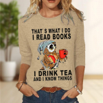 Naiste topid Tea Owl Print &Uuml;markaelusega pikkade varrukatega T-s&auml;rk Fall Casual Slim Pullover Naiste pikkade varrukatega top XS roosa
