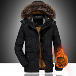 Talvine meeste keskmine ja pikk versioon fliisist paksendatud puuvillase polsterdatud jakk Meeste puuvillase polsterdatud jope M khaki