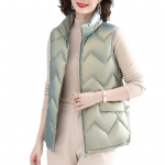 Naiste talvevesti mantel Plus Size Stand krae &uuml;hev&auml;rviline t&otilde;mblukk 2XL must