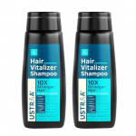 Ustraa Hair Vitalizer Shampoo - 2 x 250ml - Dermatologically Tested, With Biotin, Caffeine, Omega 3 & Omega 6, 10x Stronger Hair, Helps in Hair Growth