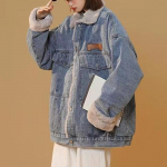 Naiste talvine pl&uuml;&uuml;sist teksajakk vabaaja polsterdatud soe pesapalli puuvillase polsterdatud jope M sinine