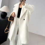 Mantel mantel karusnaha siluett Alpaca talvepikk klassikaline siluett mantel naistele One size