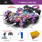 Uus RC Drift Car koos muusika LED-tuledega 2,4G kinda žest raadio kaugjuhtimispult Spray trikiautod 4WD elektrilised laste m&auml;nguasjad kingitus 1 battery lilla