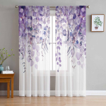Kevadine vesiv&auml;rvi taim Eukaliptuse lehed T&uuml;llkardinad Elutoa K&ouml;&ouml;gi Akna Kaunistus &Scaron;ifoon Voile L&auml;bipaistev Kardin W135 x H115cm x1&Rod Pocket white