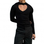 Meeste top &otilde;&otilde;nsad elastsed pikkade varrukatega Slim Fit &uuml;hev&auml;rvilised O kaelusega T-s&auml;rk klubipidudeks Geimeeste Cosplay r&otilde;ivad S must