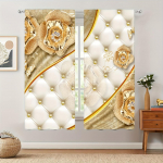 2 tk Euroopa kuldsed retroelemendid kardinad, dekoratiivsed aknakatted, aknakatted magamistoa elutoa sisekujunduseks 140W160H(CM)55x63in&Grommet Top