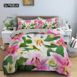 Kaunis lillemustriga voodipesukomplekt pol&uuml;estrist Luksuslik lilleline tekikott, &uuml;heinimesevoodiga kaheinimesevoodiga, Queen-suurusega tekikott Kodusisustus EU single(135x200cm)