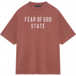 Fear of God Essentials Raske &Uuml;mmarguse Kaelusega T-s&auml;rk Crimson Meeste Topid Punane 125BT242006F XS
