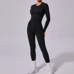 Naiste jooga kombinesooni s&auml;&auml;rised Pikkade varrukatega Slim Fit spordiriietus S must