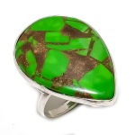 Natural Copper Green Turquoise 925 Sterling Silver Jewelry Ring Size 7 f3o20