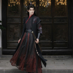 Hiina Song-d&uuml;nastia stiilis Hanfu Jacquard-ristkraega tikitud v&otilde;itluskunstide &uuml;likond 2XL must
