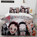 Demon Slayer voodipesukomplekt Kamado Nezuko tekikottkomplekt Voodikate Padjap&uuml;&uuml;r King Queen T&auml;is &Uuml;heinimese suurusega Voodipesu Lastele Teismeliste kingitus EU single(135x200cm) gray