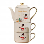 J&otilde;ulud Keraamiline Kohvikann ja Kruus Kinkekarbiga J&otilde;uluvana Teekomplekt Teetass Teekann Kullatud K&auml;epide J&otilde;ulukink Kodukaunistus