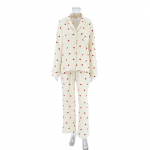 Armastusprinteriga puuvillased pidžaamad naiste &uuml;herealise taskuga naiste magamisriided rev&auml;&auml;ridega pikkade varrukatega naiste riided S