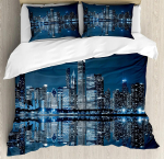 Linnulik 3-osaline voodipesukomplekt Manhattani p&auml;ikeseloojangus siluett New York City tekikotikomplekt voodikomplekt tekk kate padjap&uuml;&uuml;r voodikate EU single(135x200cm) gray