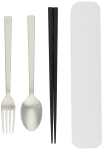 Tatsumiya HAKOYA 3-osaline s&ouml;&ouml;giriistade komplekt: s&ouml;&ouml;gipulgad, lusikas, kahvel. Valge. 33302. Suurus u. L22.2 S4.4 K2.9