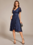 Ever-Pretty naiste V-kaelusega l&uuml;hikeste varrukatega volangidega pitsist Lotus Hemline Midi pulmak&uuml;laliste kleit 3XL must