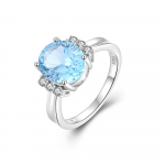 Kerge Luksus Disain Novembrikuu S&uuml;nnikivi Eril&otilde;ikeline Naturaalne Sinine Topaas S&otilde;rmus H&otilde;bedast ehted naistele Aastap&auml;eva- ja banketikingitused US RING SIZE:7#