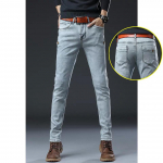 Meeste kitsad hallid kitsad teksad &ndash; Korea stiilis trendikad vabaaja pikad p&uuml;ksid Size 33 (Waist 33 inches)