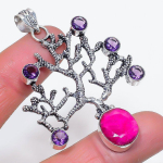 Natural Ruby(Simulated), Amethyst 925 Sterling Silver Jewelry Pendant 2.60 u6k98
