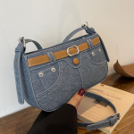 Retro lapitehnikas teksakotid naistele v&auml;ike ruudukujuline kott lihtsad sinised &otilde;lakotid moekad Korea ni&scaron;i naiste uus